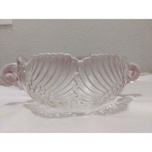 Mikasa Rare Pink Crystal Double Headed Swan Bowl Vintage Germany See Pics
